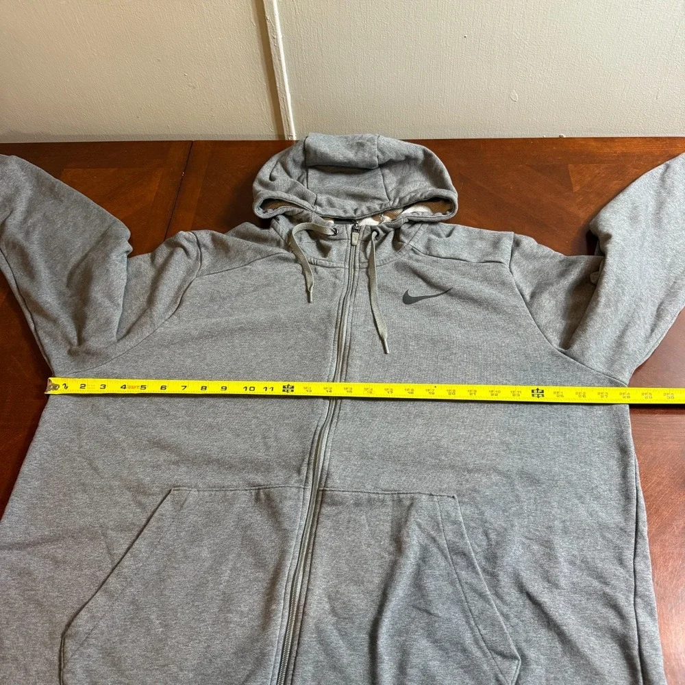 Nike Dri-Fit Full Zip Hoodie XXL‎ Standard Fit Gray Swoosh Sweatshirt